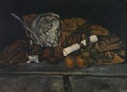 Paul Cezanne Cezanne's Accessories still life with philippe solari's Medallion oil painting reproduction
